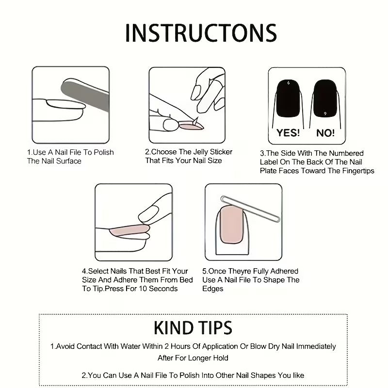 Square Press On Nails - 4 Colors